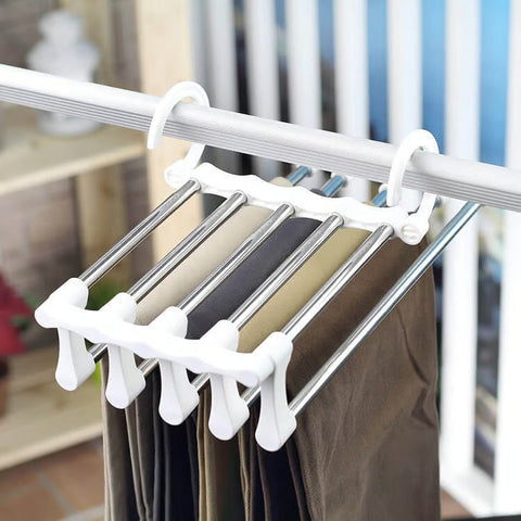 ✨Multi-functional Pants Rack - Closet Multiple Layers Multifunctional Uses Rack Organizer for Trousers Scarves Slack (1 Pack with 5 Metal Clips)✨